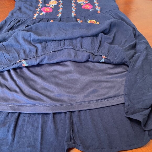 Savanna Jane Embroidered Summer Casual Flowy Sun Dress in Navy. Size S. - Picture 10 of 11